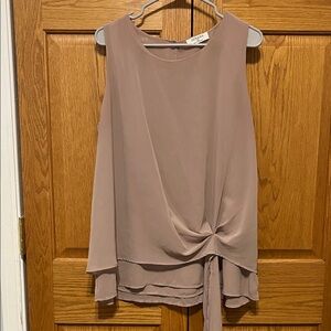 Zenana Outfitters Mocha Layered Tie-Front Blouse